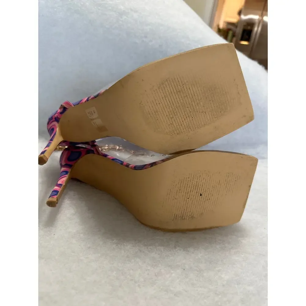 Cape Robbin stiletto sandals  florals size 10 padlock charm ankle chain strap